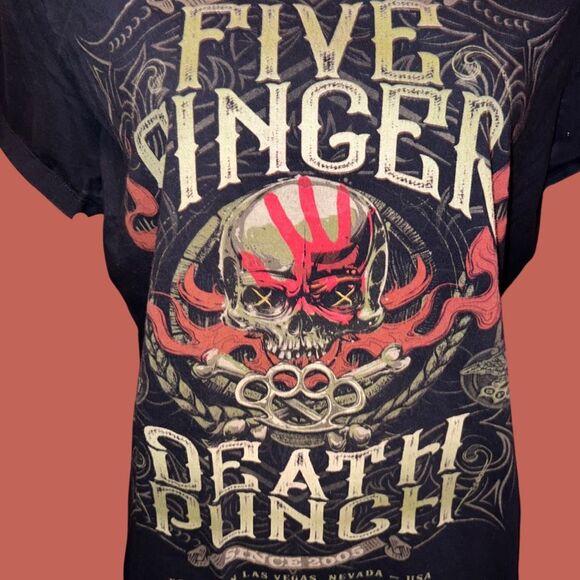 Women’s Bay Island Five Finger Death Punch 100 Proof T Shirt Size Large - Picture 3 of 5